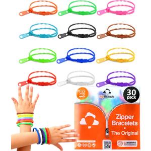 UpBrands 30 Fidget Zipper Bracelets Party Favors Toys, Bulk Valentine's Day Gifts for Kids, Classroom Exchange Gifts & Student Incentives