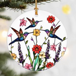Christmas Ornaments, Dodosky 2.8in Ceramic Hanging Ornament, Xmas Decor, Christmas Tree Ornaments, Xmas Decorations for Tree, Holiday Ornament, Hummingbird Gifts, Gifts for Women, Mom, Bird Lovers
