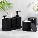 YMXYJM Bathroom Accessories Set, 6 Piece Bathroom Set with Toothbrush Holders, Soap Dispenser, Vanity Tray, Tumbler, Cotton Swab Jars, Bathroom Organizer Bathroom Sink Sets, Matte Black