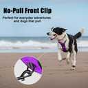 PoyPet No Pull Dog Harness, Reflective Comfortable Vest Harness with Front & Back 2 Leash Attachments and Easy Control Handle Adjustable Soft Padded Pet Vest for Dogs (Purple, M)