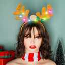Lighting Up Christmas Headbands, Reindeer Antler Santa Hat Bow Hair Hoop for Xmas Party Favors Decorations