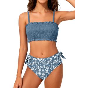 MIGU Girls Swimsuit Adjustable Straps Bathing Suits Bikini Sets with Chest Pad 2 Piece Swimwear for Girl Ages 13-14 Years