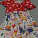 AlisOker Toddler Girls Back to School Dress Casual Flutter Sleeve Swing Midi Kids Summer Sundress School Outfit 4-8 Years