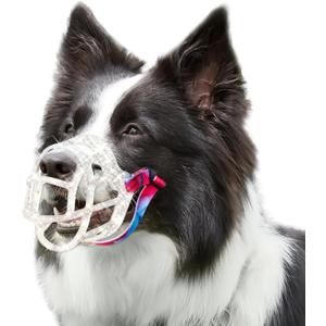OKKIC Basket Muzzle Allows Panting Drinking, Anti Biting Chewing, Suitable for Grooming Trimming Training, Transparent, Size 2