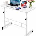 Mobile Standing Desk Adjustable Height for Laptop – Small Rolling Desk & Portable Table on Wheels – Small Standing Table with Wheels for Home Office (White), 17.71 inches x 25.59 inches x 2.36 inches