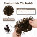 BARSDAR 100% Human Hair Bun Extension - Real Human Hair Brown Messy Bun Scrunchie for Women - Elastic Wavy Darker Brown Updo Extensions Thick Soft Fluffy Natural Looking Chignons Hairpieces Daily