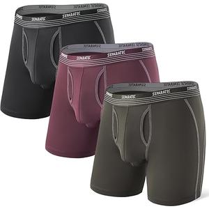 Separatec Mens Underwear with Pouch for balls Anti Chafing Underwear Men Athletic Sport Performance Long Boxer Briefs 3 Pack XL