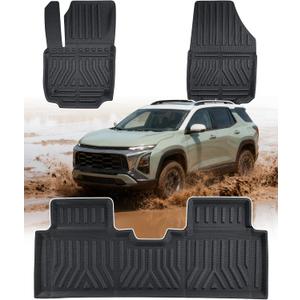 Car Floor Mats for Chevy Equinox: 2026 2025 (Only Gas) & for GMC Terrain, All Weather Rubber Tech Accessories Floor Liners Custom Fit for Chevrolet Equinox Terrain 5 Seat SUV Front Rear Carpet Black