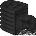 Thyle Outdoor Chair Cushions Set of 6 Waterproof Sun Protection Square Tufted Overstuffed Patio Furniture Seat Cushion for Patio Furniture Dining Indoor 19" x 19"(Black)