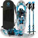 G2 21/25/30/36 Inches Light Weight Snowshoes with Toe Box, EVA Padded Ratchet Binding, Heel Lift, Flexible Pivot Bar, Durable Back Strap, Trekking Poles, Carrying Bag, Snow Baskets (Blue)