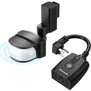 DEWENWILS Motion Sensor Outlet, Indoor Outdoor Motion Sensor Plug Outlet, Adjustable Sensing Angle,50FT Detection Range, 100FT Wireless Light Switch Transmitter, No Wiring, Long Time Delay