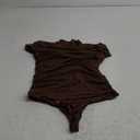 Avidlove Women's Short Sleeve Bodysuit Turtle Neck Body Suits Mesh One Piece Leotard Going Out Tops Date Outfits (Brown), S