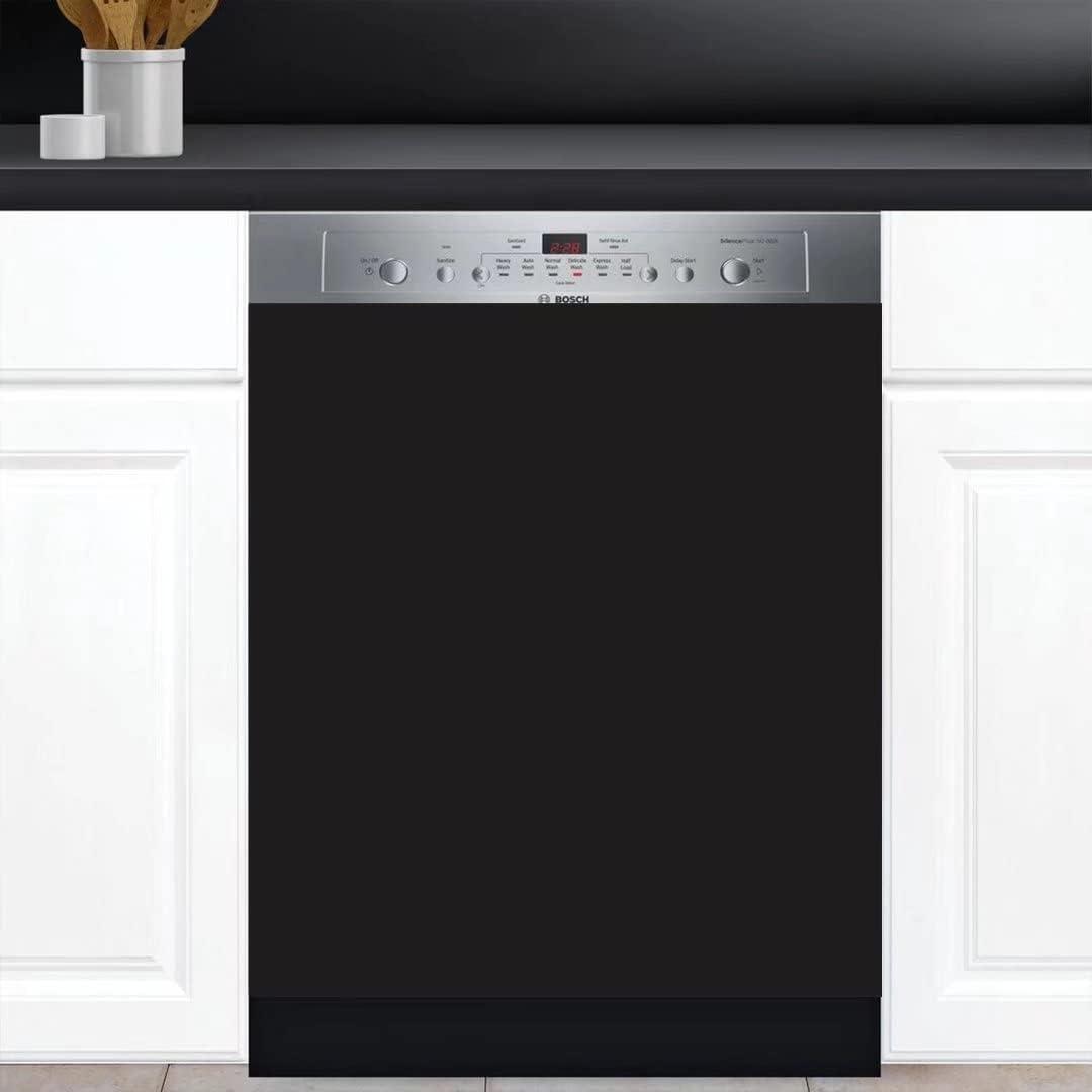 Black Kitchen Dishwasher Magnet Cover, Solid Color Dishwasher Door Cover Sheet, Vinyl Appliance Art Magnetic Sticker Fridge Panel Decal (Black, 23 x 26 Inches)