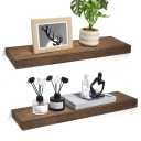 EKET Wall Shelves for Bedroom, 23.6 x 5.9 x 1.5 inch Wall Mounted Floating Shelves for Living Room, Kitchen and Office Decor Storage (Rustic Brown, Set of 2)