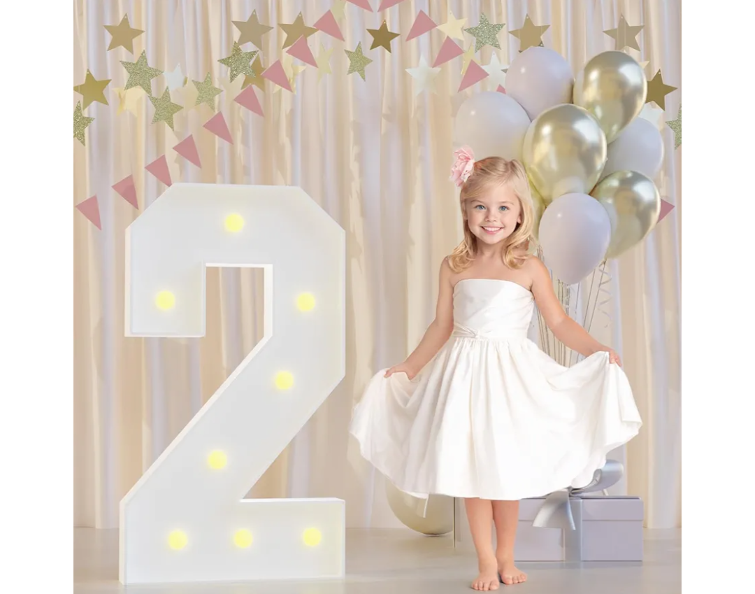 2nd Birthday Decorations Marquee Numbers, 2.3FT Large Light up Number 2 for Birthday Decorations, Number 2 Light up Numbers for Party Anniversary Decor Sign