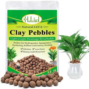Halatool 8LB Clay Pebbles for Plants 4mm-16mm Lightweight Hydroton Leca Balls for Indoor Potted Plants Hydroponics Gardening Orchids Drainage Decoration Aquaponics