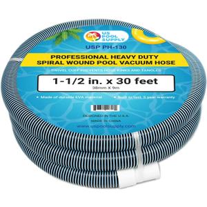 U.S. Pool Supply Pool Vacuum Hose - 1-1/2" x 30' Professional Heavy Duty Pool Hose for Inground, Spiral Wound with Kink-Free Swivel Cuff - Connect to Vacuum Heads, Skimmer, Cleaner, Filter Pump Inlet