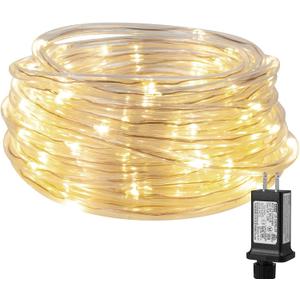 Lighting EVER Plug in Rope Lights with Small Tube, 1/4 in Pencil-Size, 100 LED Copper Wire String Lights in 33 ft Tube, Warm White 3000K, Thin Light Rope for Railing, Fence, Balcony, Not Connectable