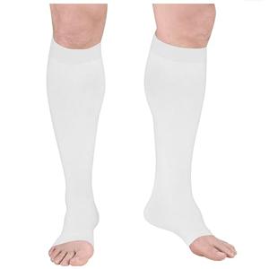 Truform Surgical Stockings, 18 mmHg Compression for Men and Women, Knee High Length, Open Toe, White, Small
