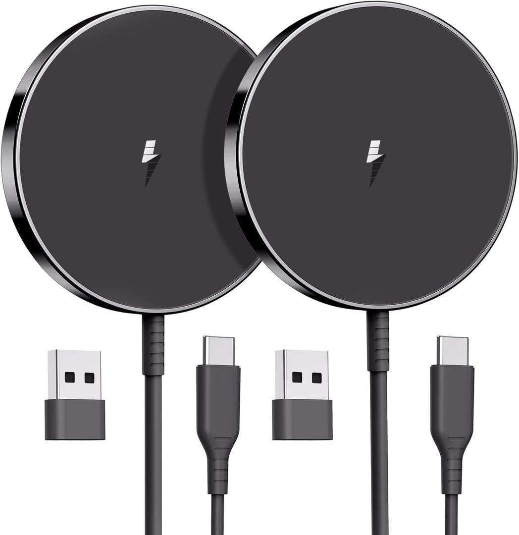Magnetic Wireless Charger 15W Fast Mag Safe Charger for 16/15/14/13/12 Series 2 Pack 5ft Cable Wireless Charging Pad for AirPods 3/2/Pro 2/Pro Mag-Safe Original Replacement