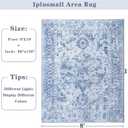 8x10 Area Rugs for Living Room, Large Washable Vintage Blue Living Room Rug, Soft Non-Slip Stain Resistant Throw Carpets for Dining Room Bedroom Office Farmhouse Home Decor, Blue