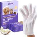 HICC PET Dog Wipes Cleaning Deodorizing Glove Wipes for Dogs, Cats & Horses, Vet Recommended Hypoallergenic Hydrating & Nourishing Pet Wipes for Eyes, Ears, Butt & Paws, No-Rinse, 6pcs Coconut Scent