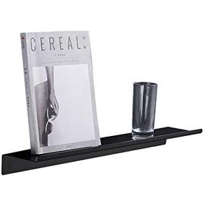 BGL Floating Shelf Black, Stainless Steel Floating Shelf Metal 15.7 Inches Wall Mount Bathroom Shelf for Organizer