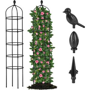 Garden Obelisk Trellis for Climbing Plants Outdoor 6.7 Ft Rose Bush Round Trellis for Pots Rustproof Metal Pipe with Plastic Coated Plant Flower Trellises for Clematis Vine Jasmine Support