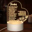 Coume Personalized Teacher Appreciation Gifts Acrylic Night Light LED Low Power USB Night Lamp Graduation Gift for Teacher Retirement Birthday Thank You Light Gift for Women Men from Students