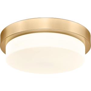 Gold Flush Mount Ceiling Light, 13inch Close to Ceiling Light Fixtures 24W 2200lm Dimmable 2700K/3000K/4000K/5000K/6000K Brass LED Ceiling Lamp for Bedroom Hallway Kitchen, AD-22008-L-GD