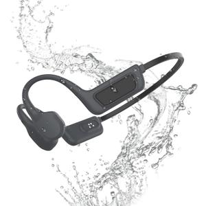 Bone Conduction Headphones-SurfAudio, IP68 Waterproof Swimming Headphones . Bluetooth 5.4, Wireless Open Ear Headphones with Mic, 32GB MP3, Up to 15 Hrs Playtime, Running and Fitness Workout (black)