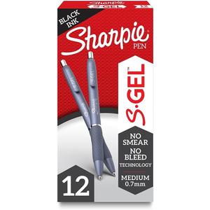 Sharpie S-Gel, Gel Pens, Medium Point (0.7mm), Black Gel Ink Pens, 12 Count (12 Count, Frost Blue)