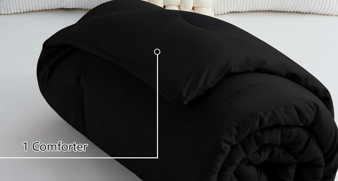 CozyLux, Size: 88" x 88" black comforter