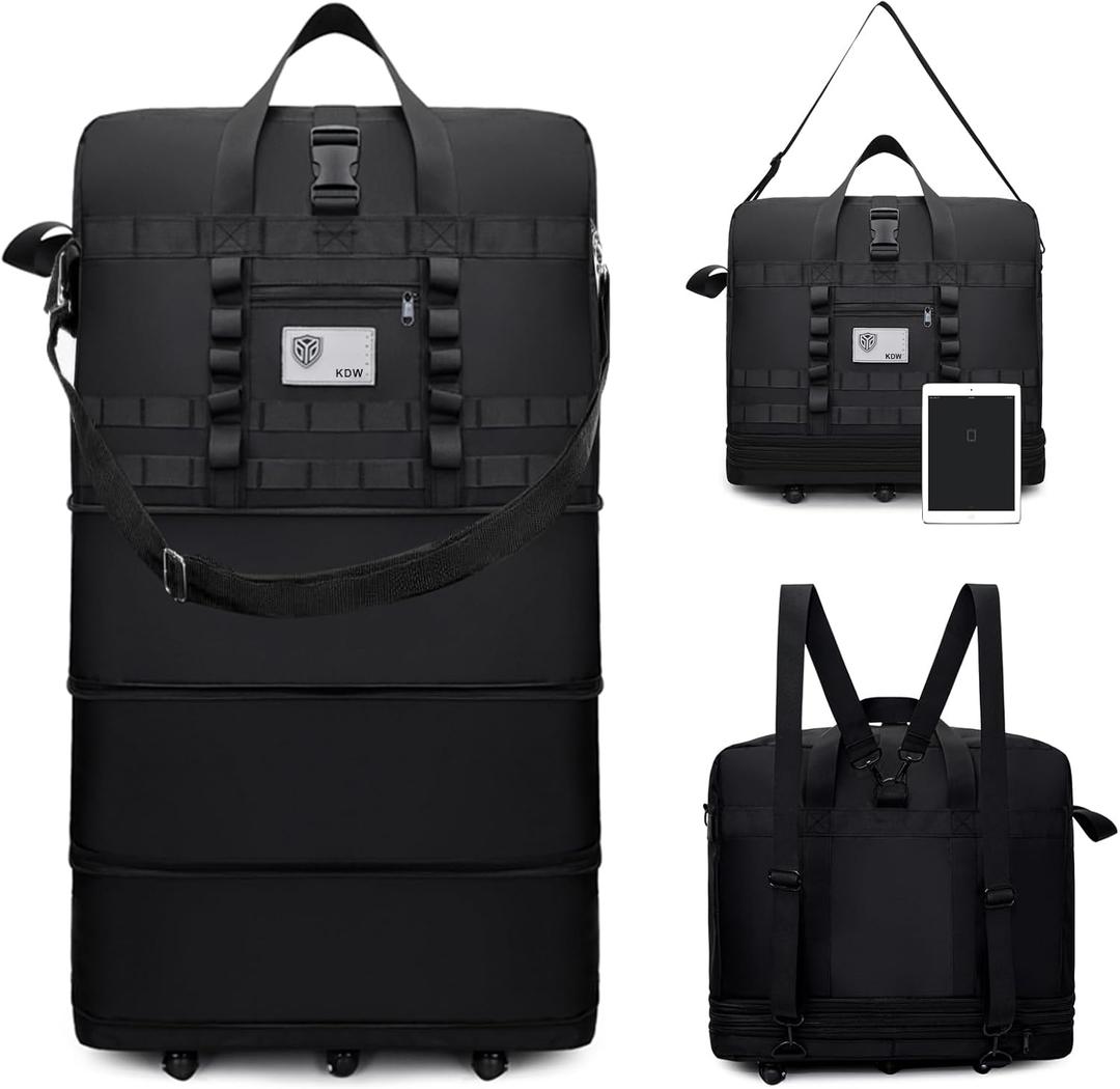 Foldable Suitcase, Luggage Bag with Swivel Wheels, Large-Capacity Expandable Travel Suitcase, Waterproof Foldable Luggage for Both Men And Women(Black)