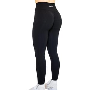 AUROLA Workout Leggings for Women Seamless Scrunch Tights Tummy Control Gym Fitness Girl Sport Active Yoga Pants (Large, Black)