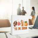 jyunsoeng Fall Decor - Fall Decorations for Home - Thanksgiving Decorations - Tis the Season Autumn Harvest Pumpkin Wooden Sign Home Living Room Kitchen Desk Shelf Table Decor - 5 x 5 Inches