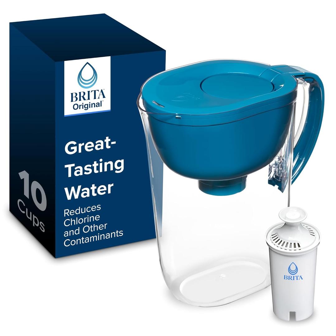 Brita Large Water Filter Pitcher for Tap and Drinking Water with SmartLight Change Indicator, Includes 1 Standard Filter, BPA-Free, Lasts 2 Months, 10-Cup Capacity, Teal