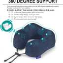 napfun Neck Pillow for Traveling, Upgraded Travel Neck Pillow for Airplane 100% Pure Memory Foam Travel Pillow for Flight Headrest Sleep, Portable Plane Accessories, Blue