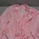 Verdusa Women's Striped Print Button Down Shirts Long Sleeve Collared Loose Blouse Tops.S