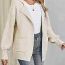 SHEWIN Women Open Front Knit Sweater Oversized Cardigan with Pocket (Pink, S)