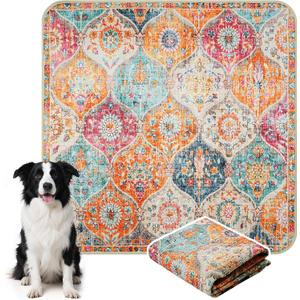 HAOCOO Washable and Reusable Pee Pads for Dogs,(1 Pack) 6Ft x 6Ft Super Absorbent Puppy Training Pads, Orange Waterproof Leak-Proof Whelping Pads Non-Slip Potty Pads for Pet Housebreaking (Multi-color)