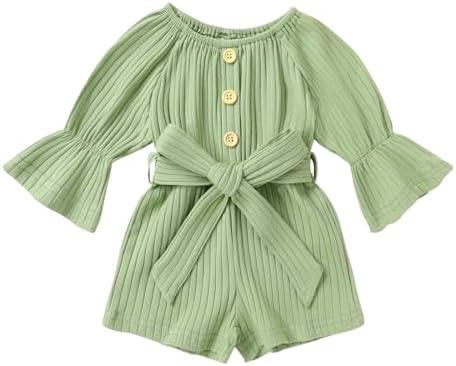 YOUNGER TREE Kids Toddler Baby Girls Summer Outfit Off-Shoulder Sunflower Overall Romper Jumpsuit Short Trousers Clothes 120