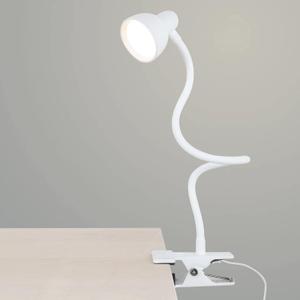 Clip on Lamp USB Reading Light, 3 Color Modes, 10 Brightness Dimmable, Flexible Gooseneck Desk Lamp with Clamp, Eye Care Clip on Light for Bed Desk Headboard Home Dorm White