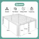 Queen Bed Frame, 14 Inch Metal Platform Bed Frame with Rounded Legs, White