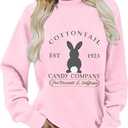 Ykomow Happy Easter Sweatshirt Women Long Sleeve Cute Bunny Rabbit Graphic Tees Pullover 2XL