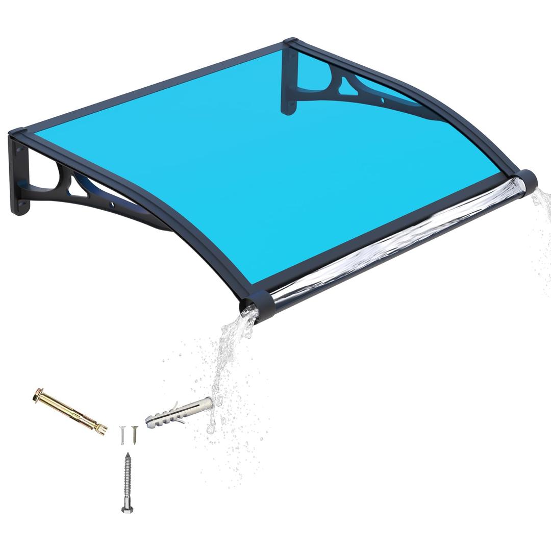 Awning for Door Entrance,40x60 Inch Awnings for Doors with Drainage Sink,Window Canopy Exterior with Aluminum Alloy Bracket,Solid Polycarbonate Cover,UV,Rain,Snow Protection for House,Porch,Patio,Deck