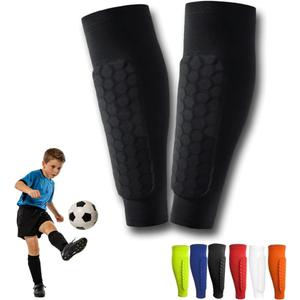 Soccer Shin Guards Shin Pads for Kids Youth Adult, Shin Guards Calf Compression Sleeve with Honeycomb Pads, Lightweight Calf Protective Gear for Football Soccer (Medium, Black)