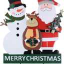 YEAHOME Outdoor Christmas Decorations, 3 Metal Snowman Santa Claus Deer Decorative Garden Stakes for Christmas Outdoor Yard, Xmas Signs for Home Outside Yard Lawn Porch Pathway Xmas Decor (Yhmd-488)