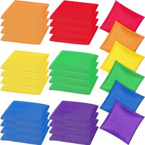 Shappy 24 Pcs Nylon Cornhole Bean Bags for Tossing 6" x 6" Tossing Cornhole Bags Set Regulation All Weather for Sack Hand Toss Games Family Party Throwing Adults(Bright Colors,Classic)
