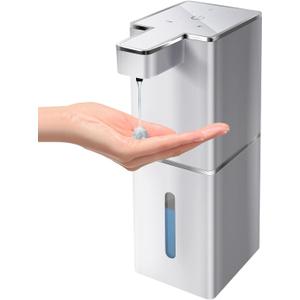 Automatic Liquid Soap Dispenser Touchless Soap Dispenser 380ml/12.8oz Rechargeable, Wall Mounted,4 Levels Adjustable Auto Soap Pump for Bathroom Kitchen Dish Soap (Silver)
